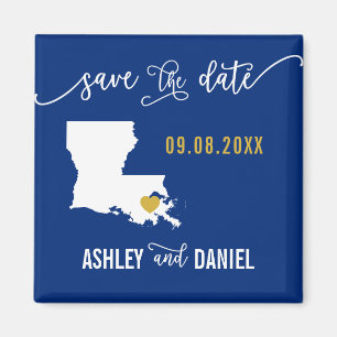 Navy Louisiana Wedding Speichern Sie die Datumskar Magnet