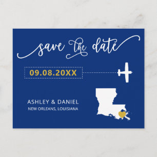 Navy Louisiana Wedding Speichern Sie die Datumskar Postkarte