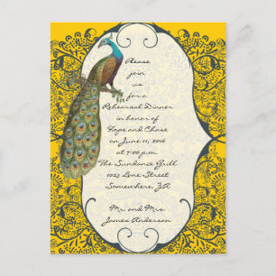 Navy Love Bird Damask Probe Einladung