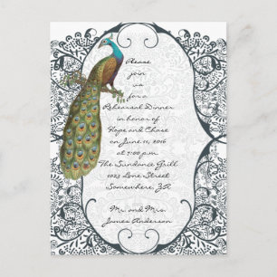 Navy Love Bird Damask Probe Einladung