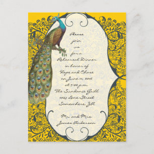 Navy Love Bird Damask Probe Einladung