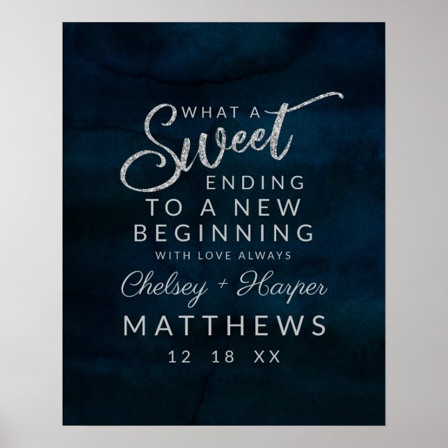 Navy Luster a Sweet Ending Leckerei Bar Wedding Si Poster (Vorne)