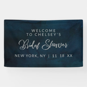 Navy Luster Dark Blue Silver Brautparty Willkommen Banner