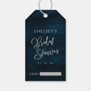 Navy Luster Dark Blue Silver Bridal Display Dusche Geschenkanhänger