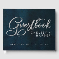 Navy Luster Dark Blue Silver Watercolor Wedding
