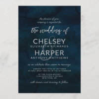 Navy Luster Dark Blue Watercolor Moderne Hochzeit