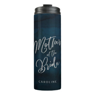 Navy Luster Dunkelblaue Monogramm-Mutter der Braut Thermosbecher