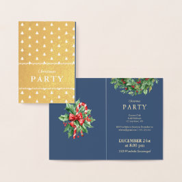 Navy Luxury Gold Foil Christmas Party Invitations Folienkarte