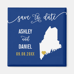 Navy Maine Hochzeit Sichern Sie die Datumskarte Magnet