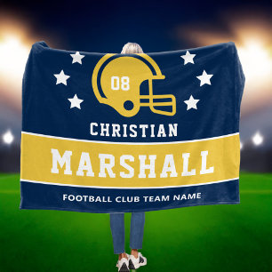 Navy Mais Gold Custom-Fußballname Fleecedecke