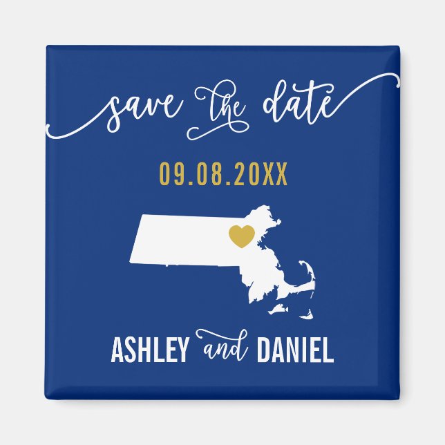 Navy Massachusetts Wedding speichern Sie die Datum Magnet (Vorne)