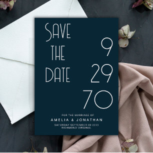 Navy Matt Einfache Minimale Hochzeit Save The Date