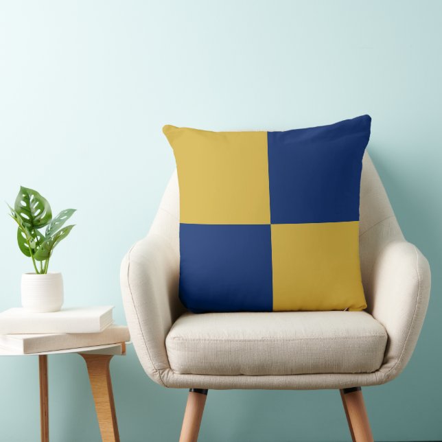 Navy & Metallic Gold Square Box Stylish Pattern Kissen (Stuhl )