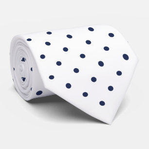 Navy Mini Polka Dot Pattern auf White Neck Tie Krawatte