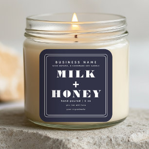 Navy-Minimalistisch-Modern-Candle-Produktkennzeich Quadratischer Aufkleber