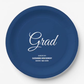 Navy Minimalistisch Modern Graduation Party Pappteller
