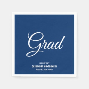 Navy Minimalistisch Modern Graduation Party Serviette