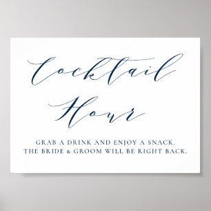 Navy Minimalistisches Skript Hochzeitscocktail Stu Poster