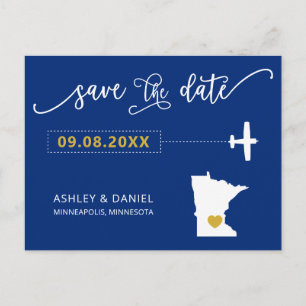 Navy Minnesota Hochzeit Speichern Sie die Datumska Postkarte