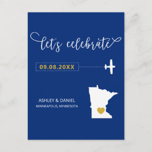 Navy Minnesota Hochzeit Speichern Sie die Datumska Postkarte
