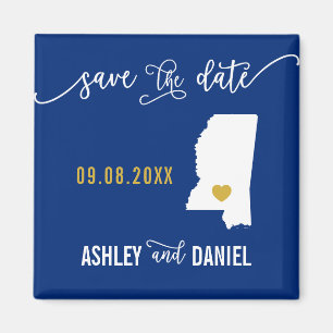 Navy Mississippi Hochzeit Speichern Sie die Datums Magnet