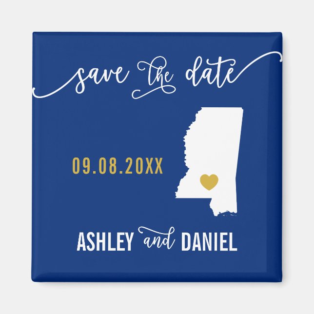 Navy Mississippi Hochzeit Speichern Sie die Datums Magnet (Vorne)