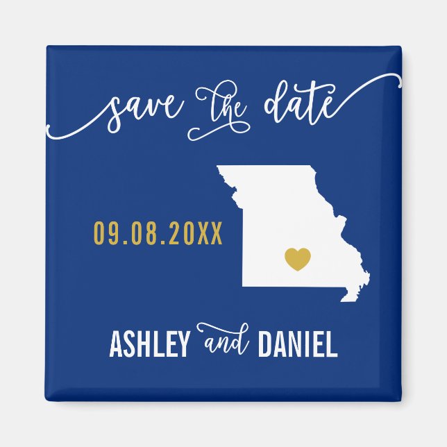 Navy Missouri Wedding Speichern Sie die Datumskart Magnet (Vorne)