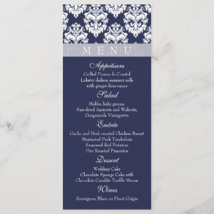 Navy/Mitternacht - Damask Menu Cards Menükarte