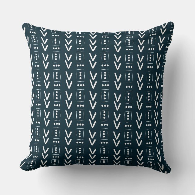 Navy Modern Arrow Mud Cloud Print Accent Kissen (Vorderseite)