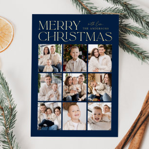 Navy Modern Christmas 9 FotoCollage Folien Feiertagskarte