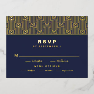 Navy Modern Foil RSVP Card Folie Einladungspostkarte