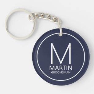 Navy Moderne, Personalisierte Monogram- und Name-T Schlüsselanhänger