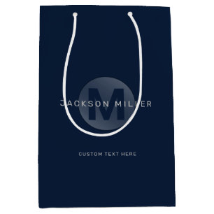 Navy moderne, personalisierte Monogramm-Medaille Mittlere Geschenktüte