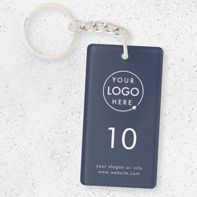 Navy | Modernes Blue Hospitality Business Schlüsselanhänger (Company branded room key keychain for offices, hotels, hospitality & business premises.)