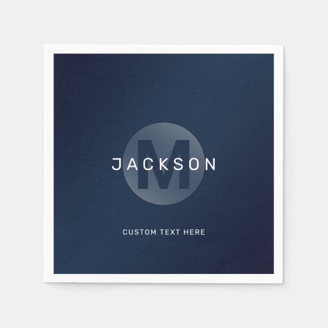 Navy Modernes personalisiertes Monogramm-Nickerche Serviette (Vorderseite)