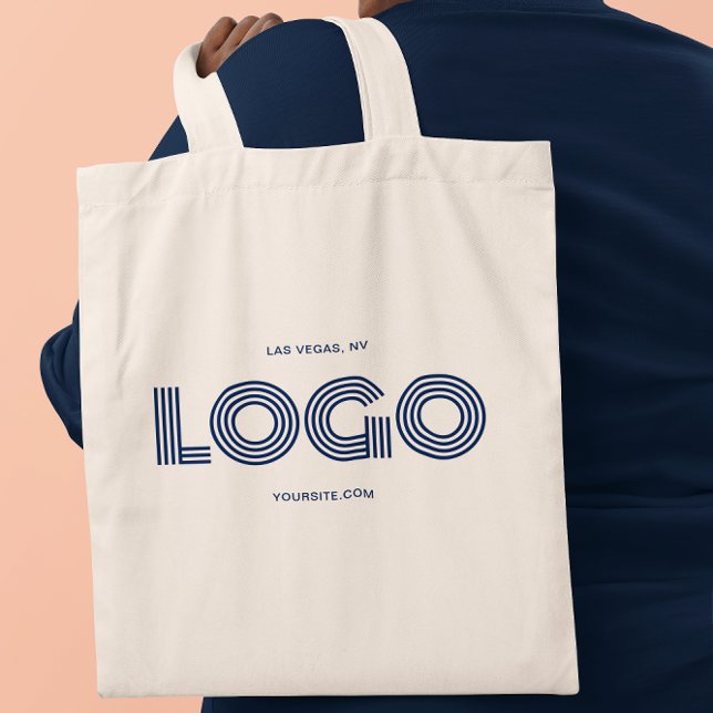Navy Modernes rechteckiges Logo-Promo Tragetasche (Navy Modern Rectangular Logo Promo Tote Bag)