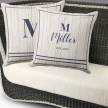 Navy Monogram Rustic Wood Family Beach House