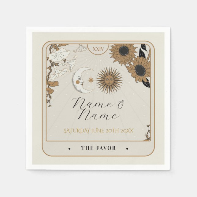 Navy Napkins Hochzeitsnamenkarten Tarot Cards Sun  Serviette (Vorderseite)