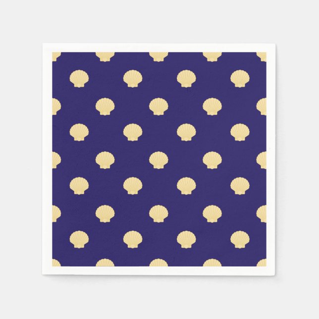 Navy napkins with scallop shells design  serviette (Vorderseite)