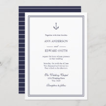 Navy Nautic Anchor Familien Hochzeit Einladung
