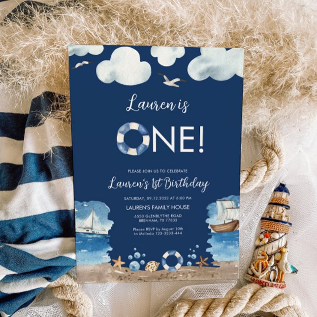 Navy Nautic Einladung zum 1. Geburtstag (Von Creator hochgeladen)