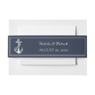 Navy Nautical Anchor Einladung Bauchband Einladungsbanderole