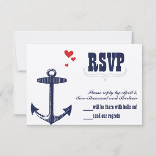 Navy Nautical Anchor mit einer Touch von Red Weddi RSVP Karte