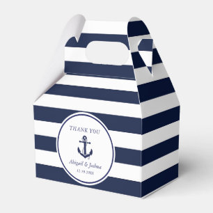 Navy Nautical Anchor Striped Wedding Custom Gevor Geschenkschachtel