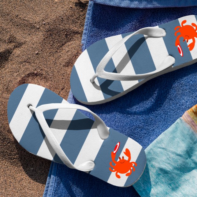 Navy Nautical Frisbee Crab Flip Flops (Von Creator hochgeladen)