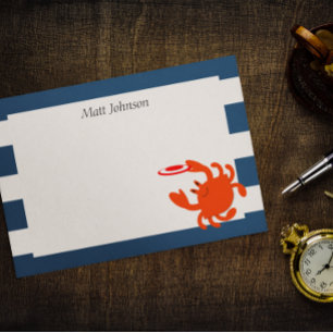 Navy Nautical Frisbee Crab Kleine Personalisierte Post-it Klebezettel