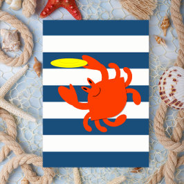 Navy Nautical Frisbee Crab Note Card Karte