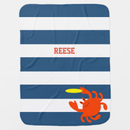 Navy Nautical Frisbee Crab Personalisiert Babydecke