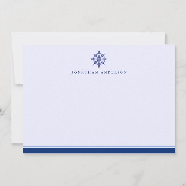 Navy Nautical Themed - Helm Note Card Mitteilungskarte (Vorderseite)