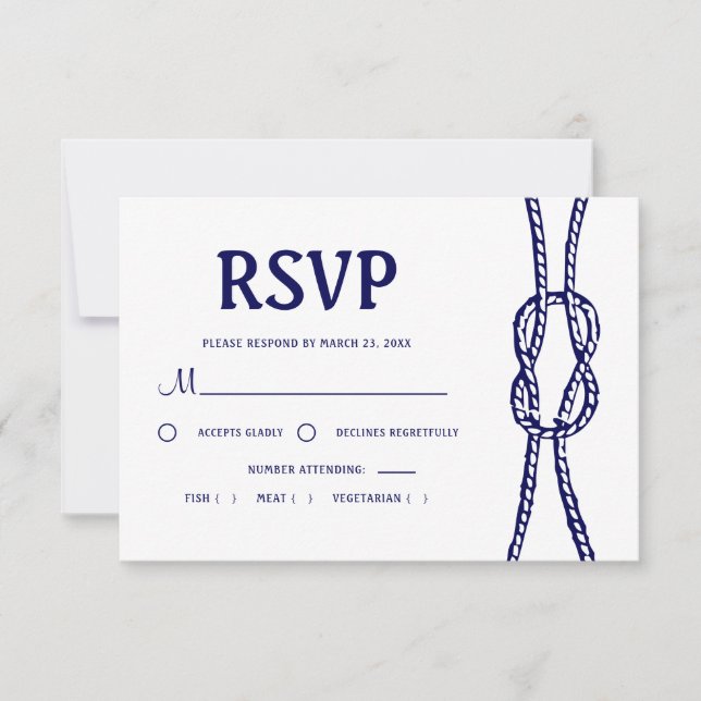 Navy Nautical Wedding RSVP Karte (Vorderseite)